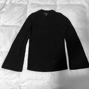 Black ribbed bell sleeve sweater